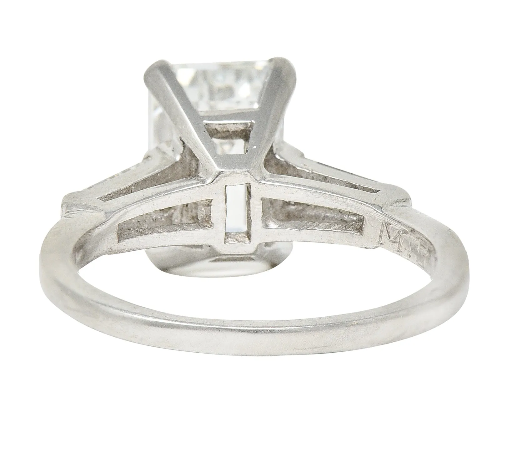 1960's 2.30 CTW Emerald Cut Diamond Platinum Vintage Engagement Ring GIA