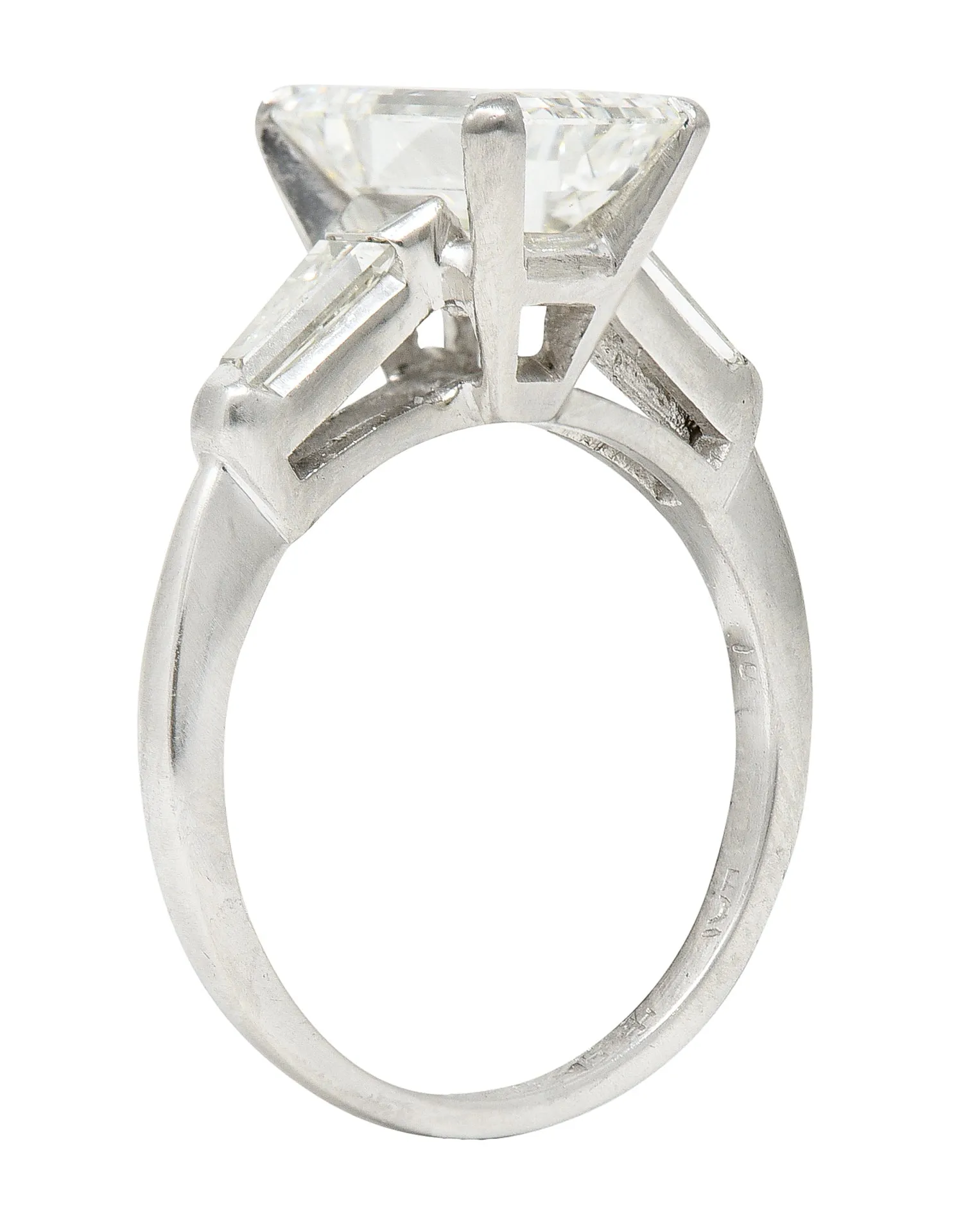 1960's 2.30 CTW Emerald Cut Diamond Platinum Vintage Engagement Ring GIA
