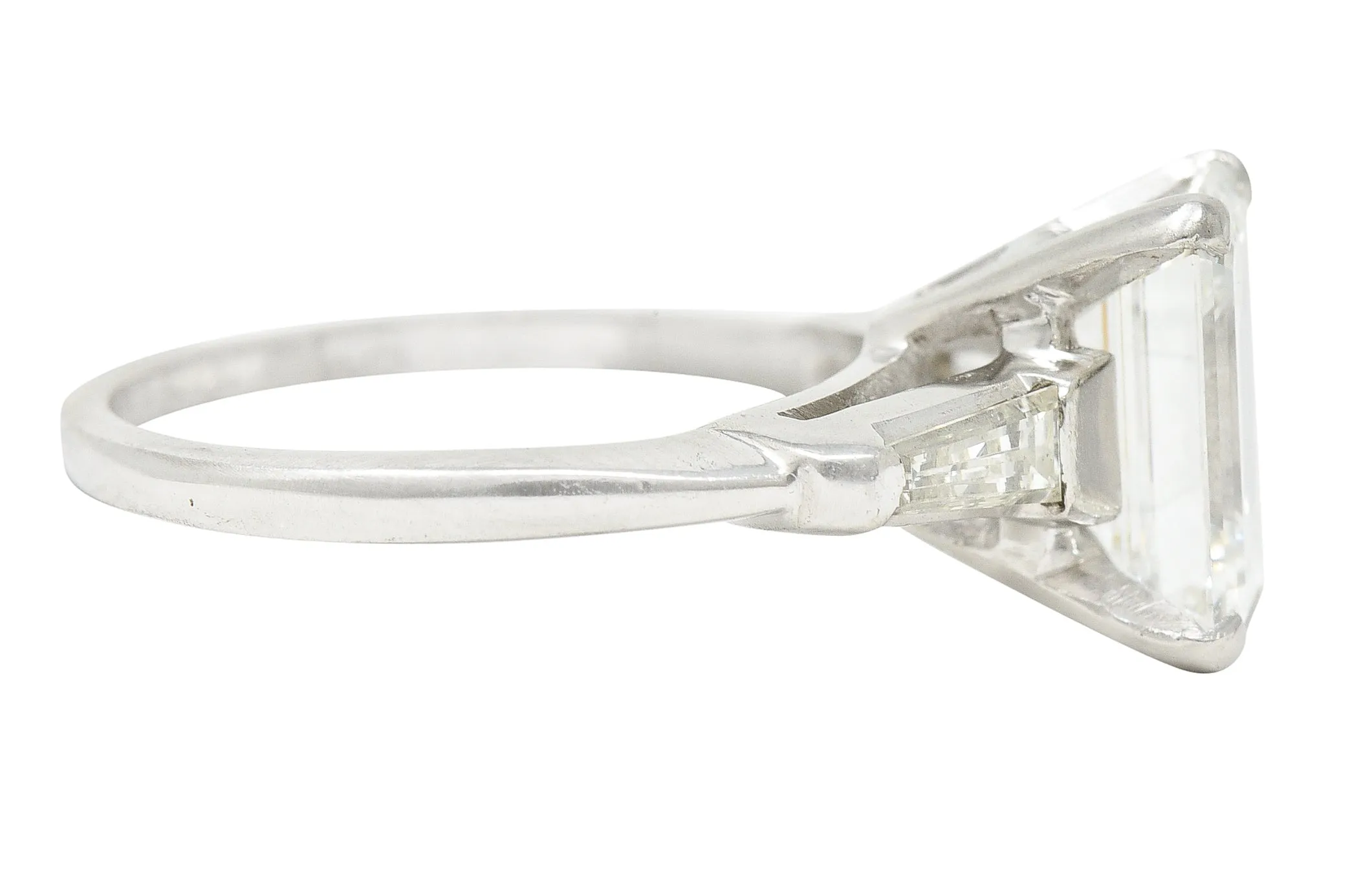 1960's 2.30 CTW Emerald Cut Diamond Platinum Vintage Engagement Ring GIA