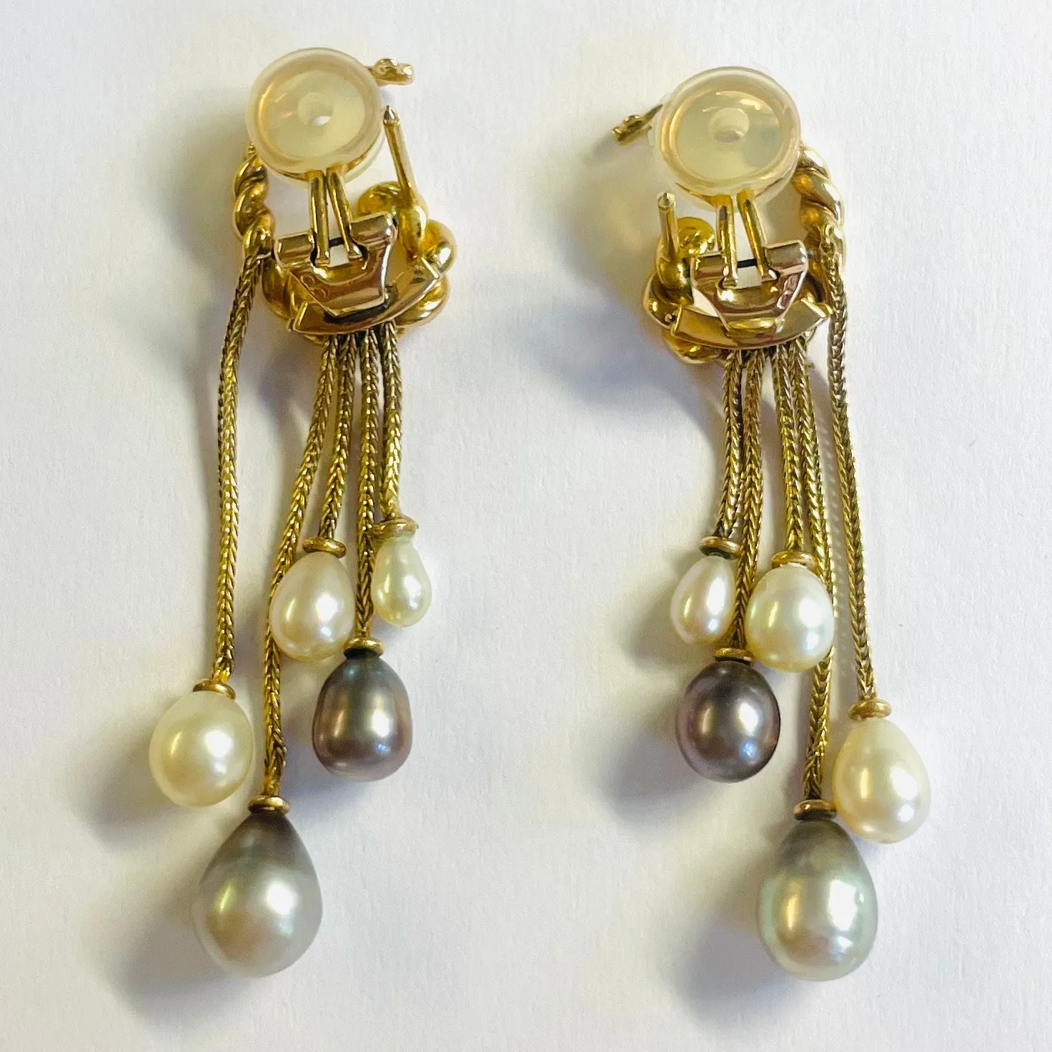 1970s 18KT Yellow Gold Natural Pearl Earrings