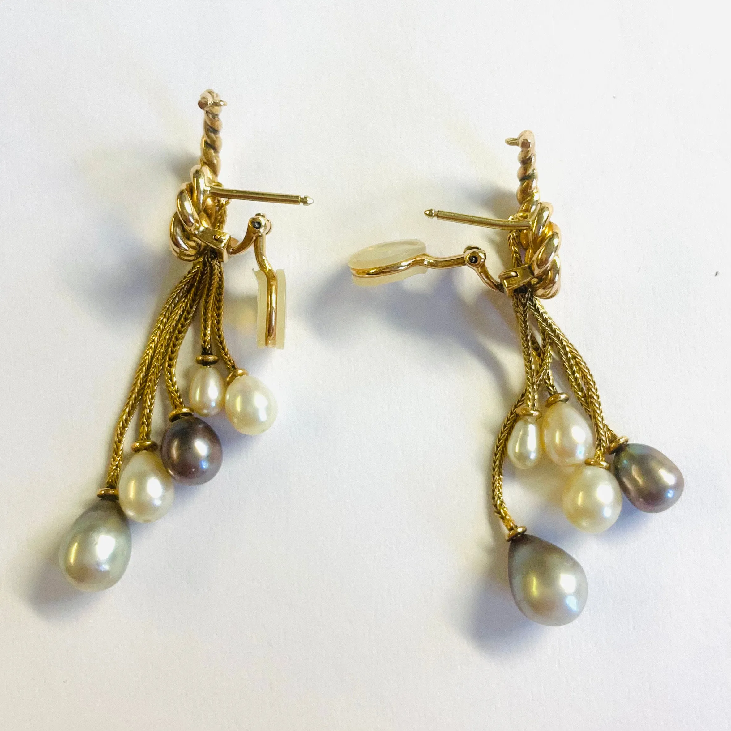 1970s 18KT Yellow Gold Natural Pearl Earrings