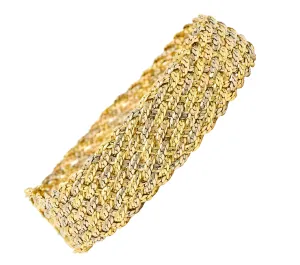1970's Piaget Vintage 18 Karat Tri-Colored Gold Vintage Woven Bracelet
