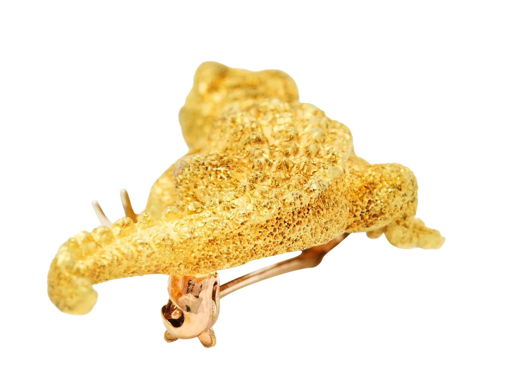 1970's Tiffany & Co. Diamond Ruby 18 Karat Gold Alligator Brooch