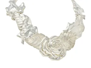 1980's Angela Cummings Tiffany & Co. Sterling Silver Flower Rose Collar Necklace