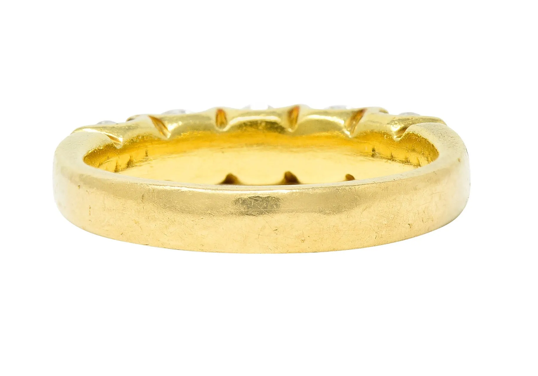 1980's Vintage 1.00 CTW Diamond 18 Karat Gold Bar Set Band Ring