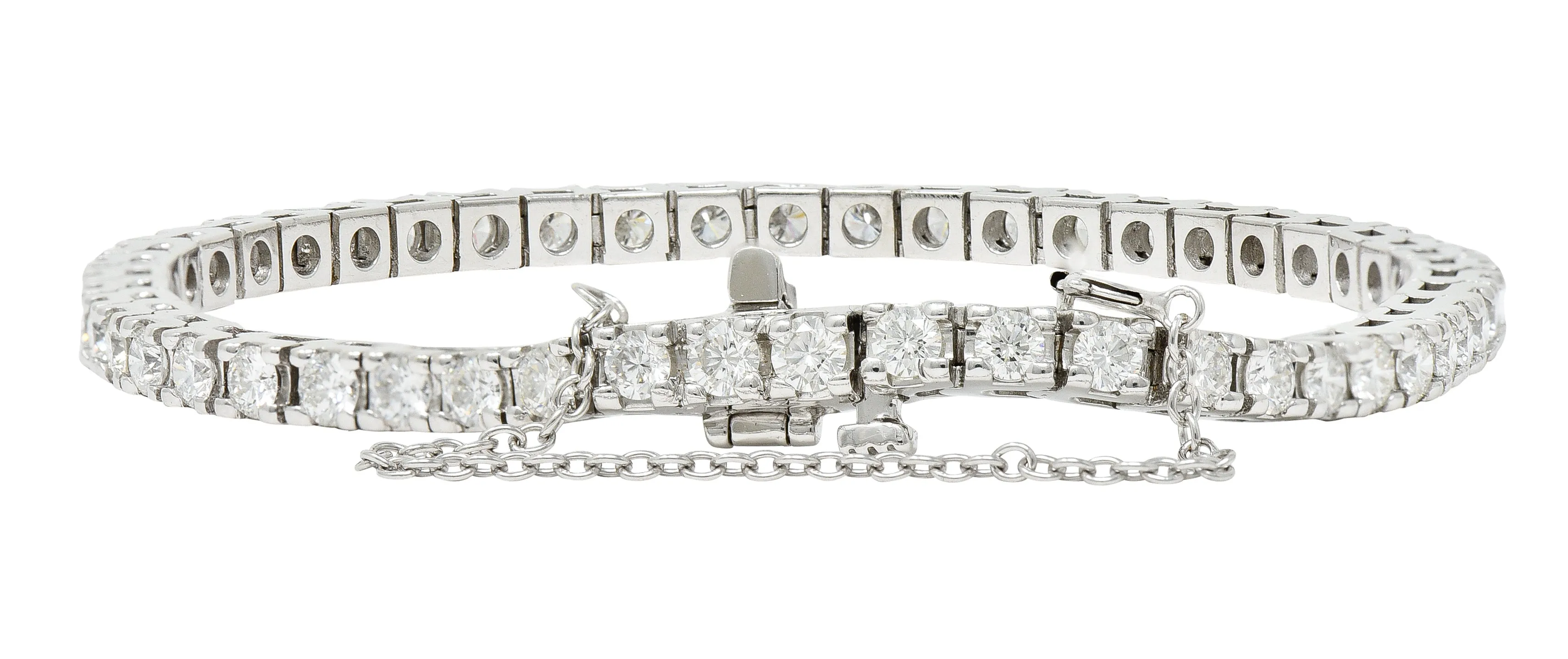 1980's Vintage 5.00 CTW Diamond 14 Karat White Gold Tennis Bracelet