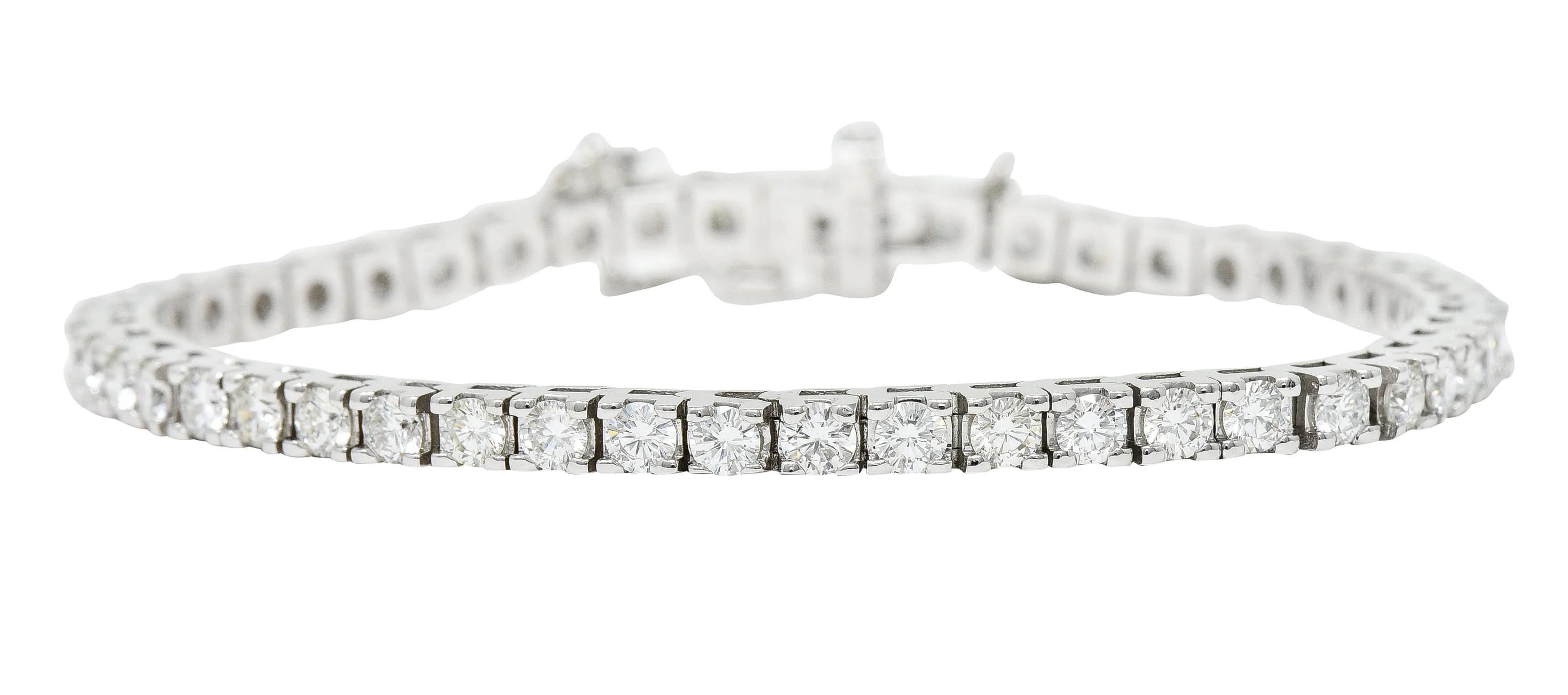 1980's Vintage 5.00 CTW Diamond 14 Karat White Gold Tennis Bracelet