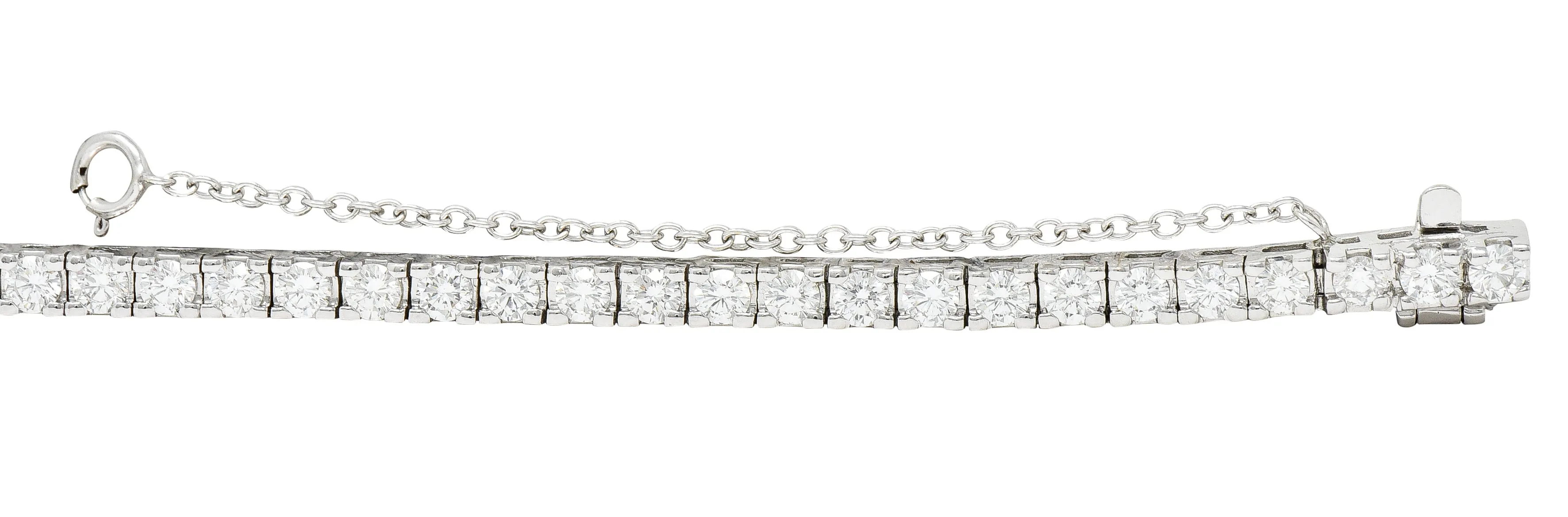 1980's Vintage 5.00 CTW Diamond 14 Karat White Gold Tennis Bracelet