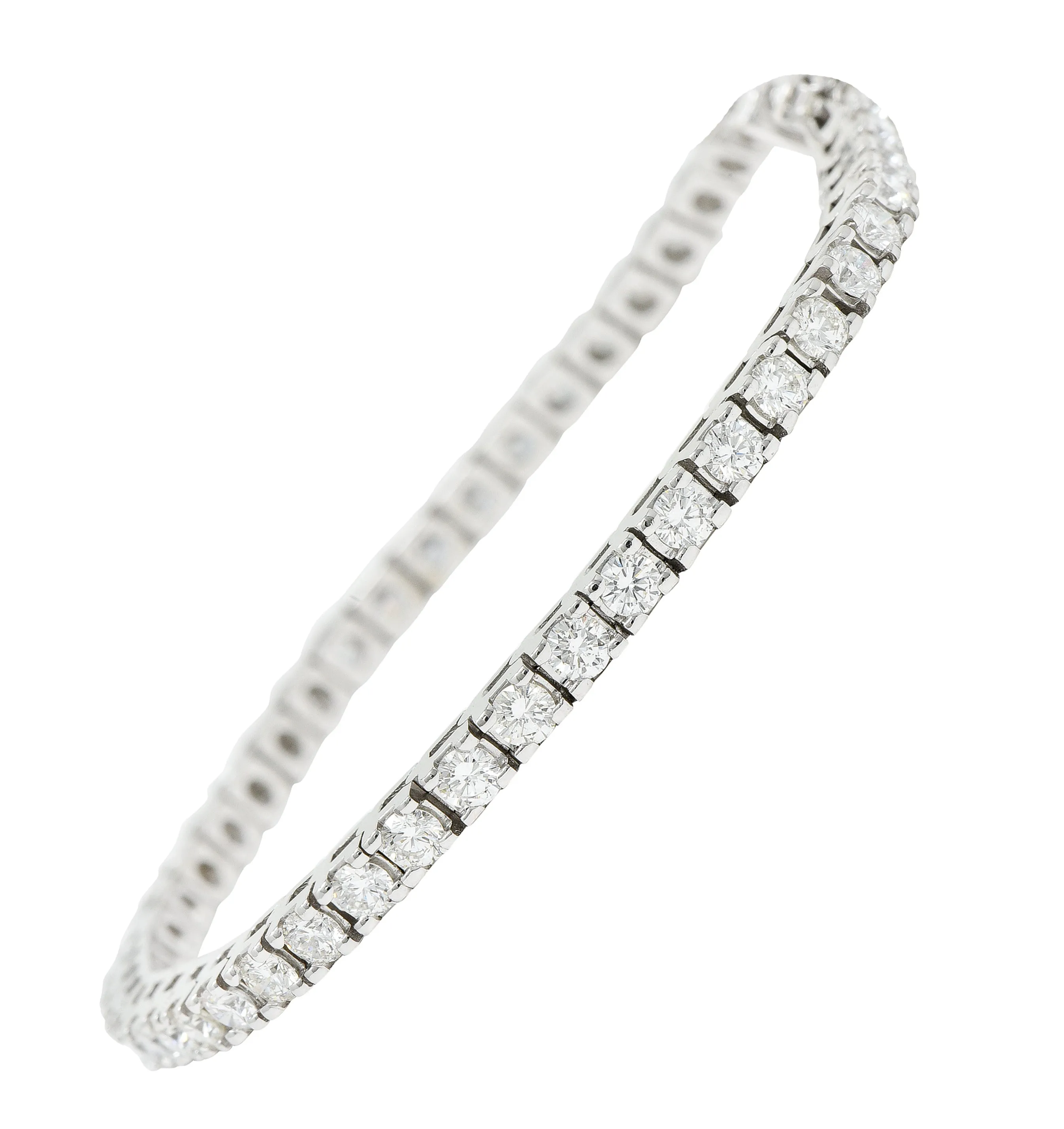 1980's Vintage 5.00 CTW Diamond 14 Karat White Gold Tennis Bracelet