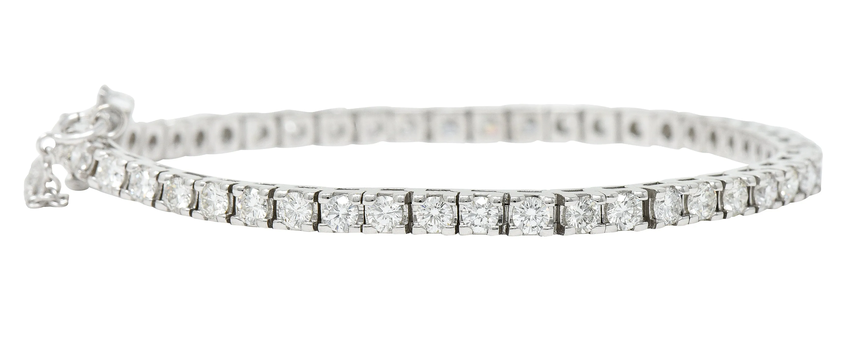 1980's Vintage 5.00 CTW Diamond 14 Karat White Gold Tennis Bracelet