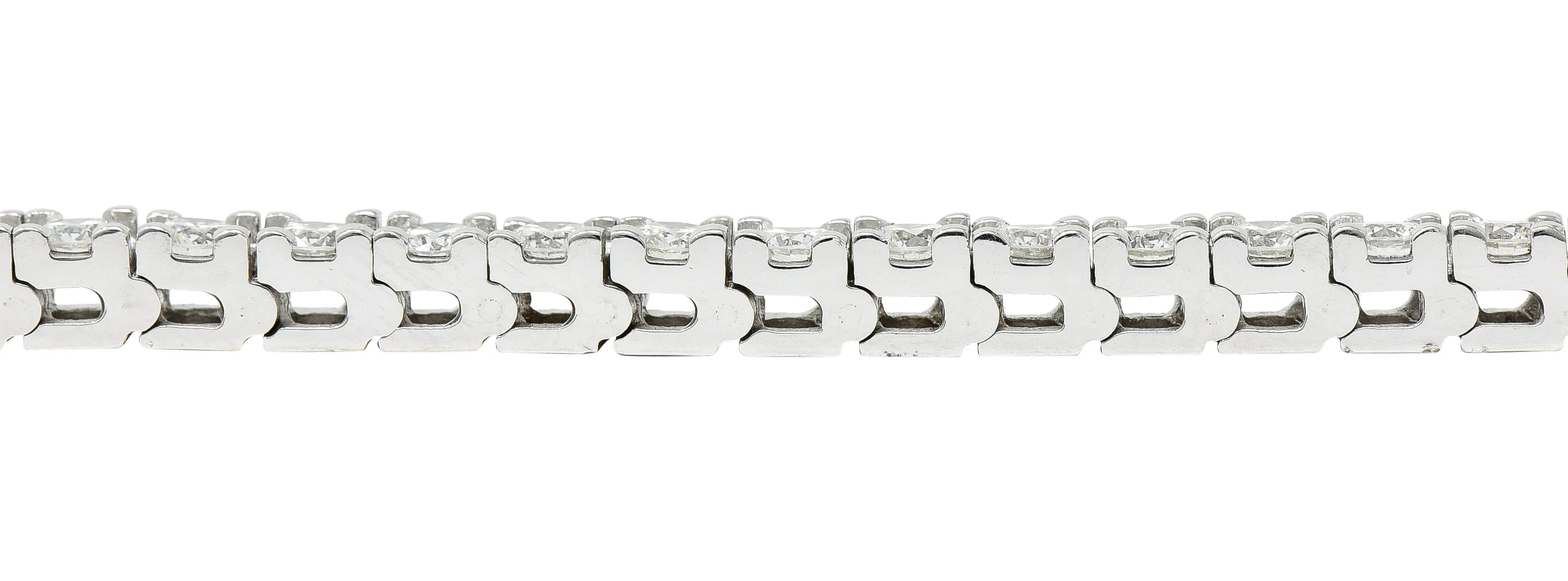 1980's Vintage 5.00 CTW Diamond 14 Karat White Gold Tennis Bracelet