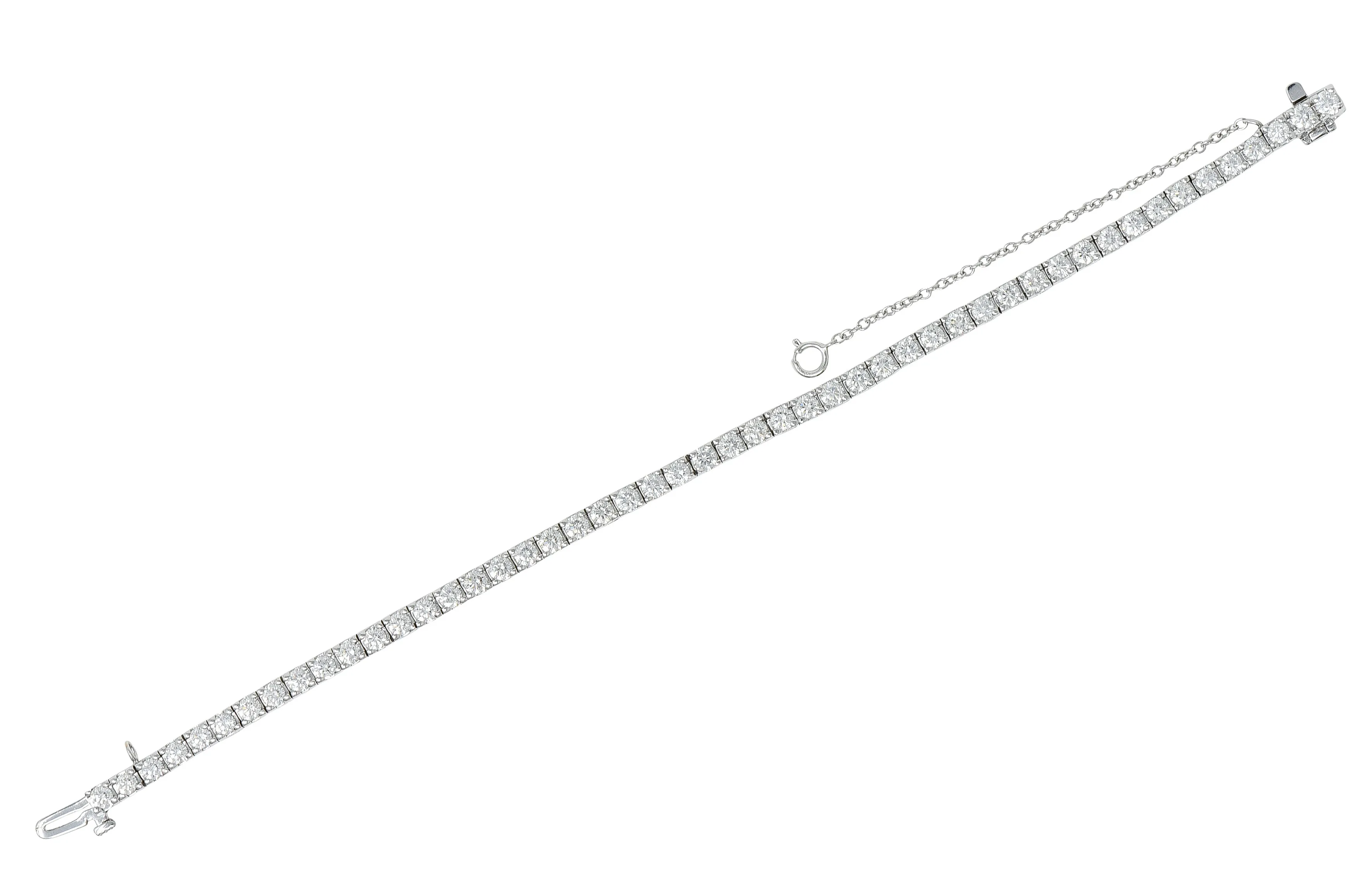 1980's Vintage 5.00 CTW Diamond 14 Karat White Gold Tennis Bracelet