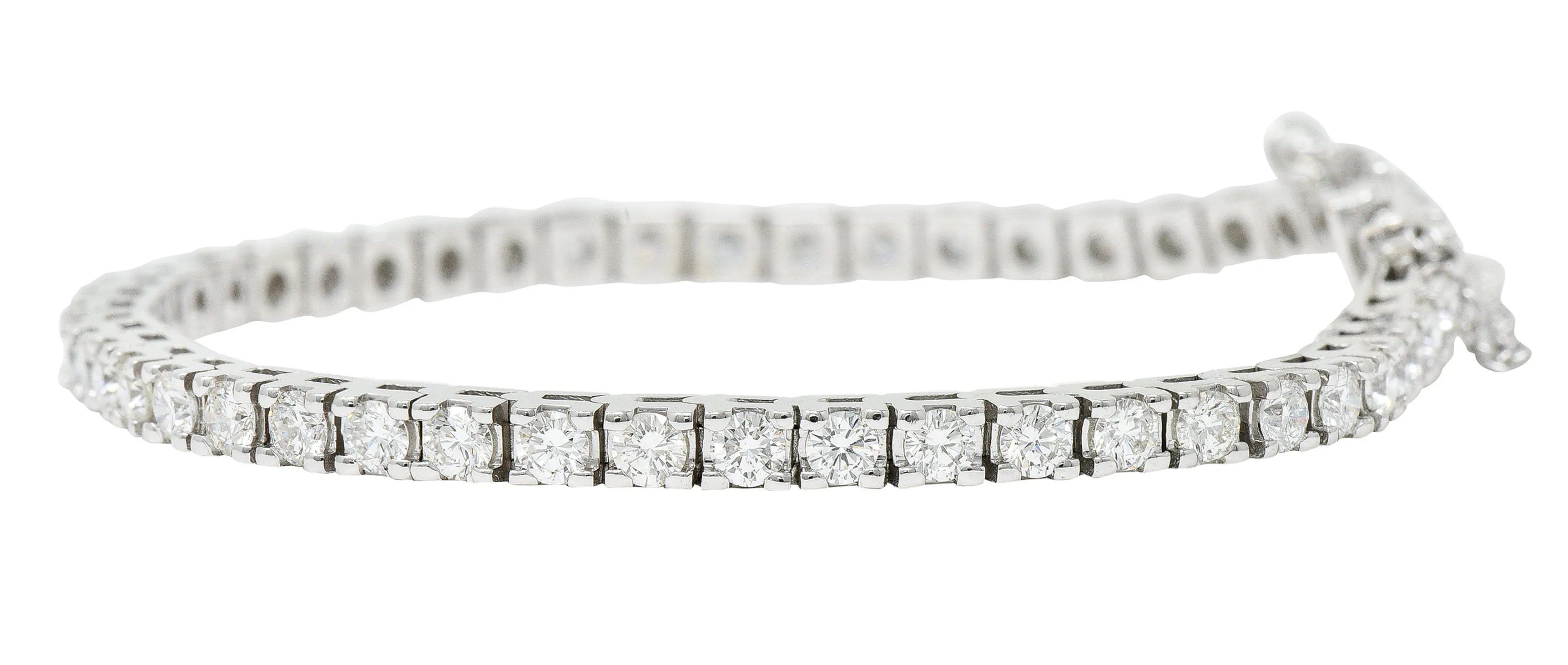 1980's Vintage 5.00 CTW Diamond 14 Karat White Gold Tennis Bracelet