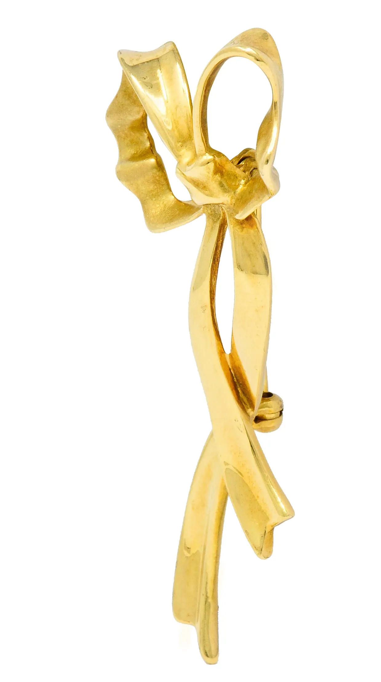 1985 Tiffany & Co. Vintage 18 Karat Gold Ribboned Bow Brooch