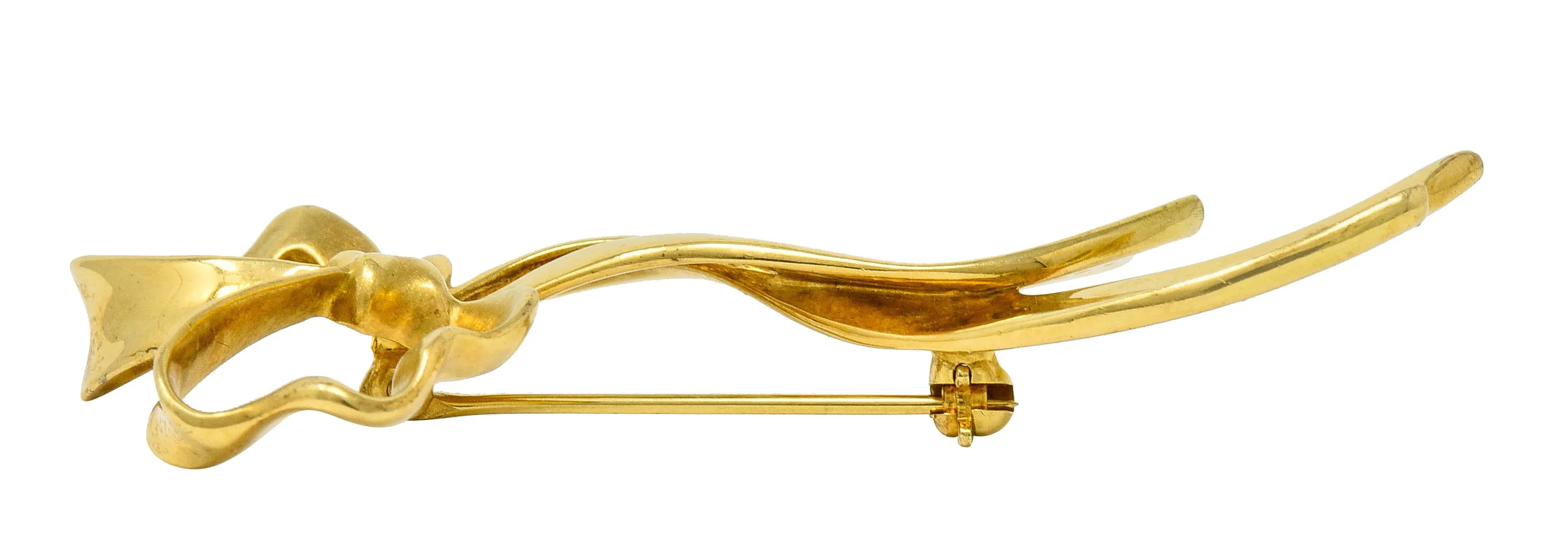 1985 Tiffany & Co. Vintage 18 Karat Gold Ribboned Bow Brooch