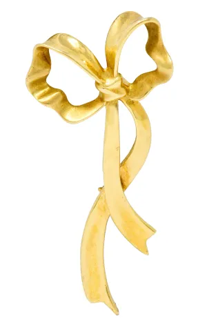 1985 Tiffany & Co. Vintage 18 Karat Gold Ribboned Bow Brooch