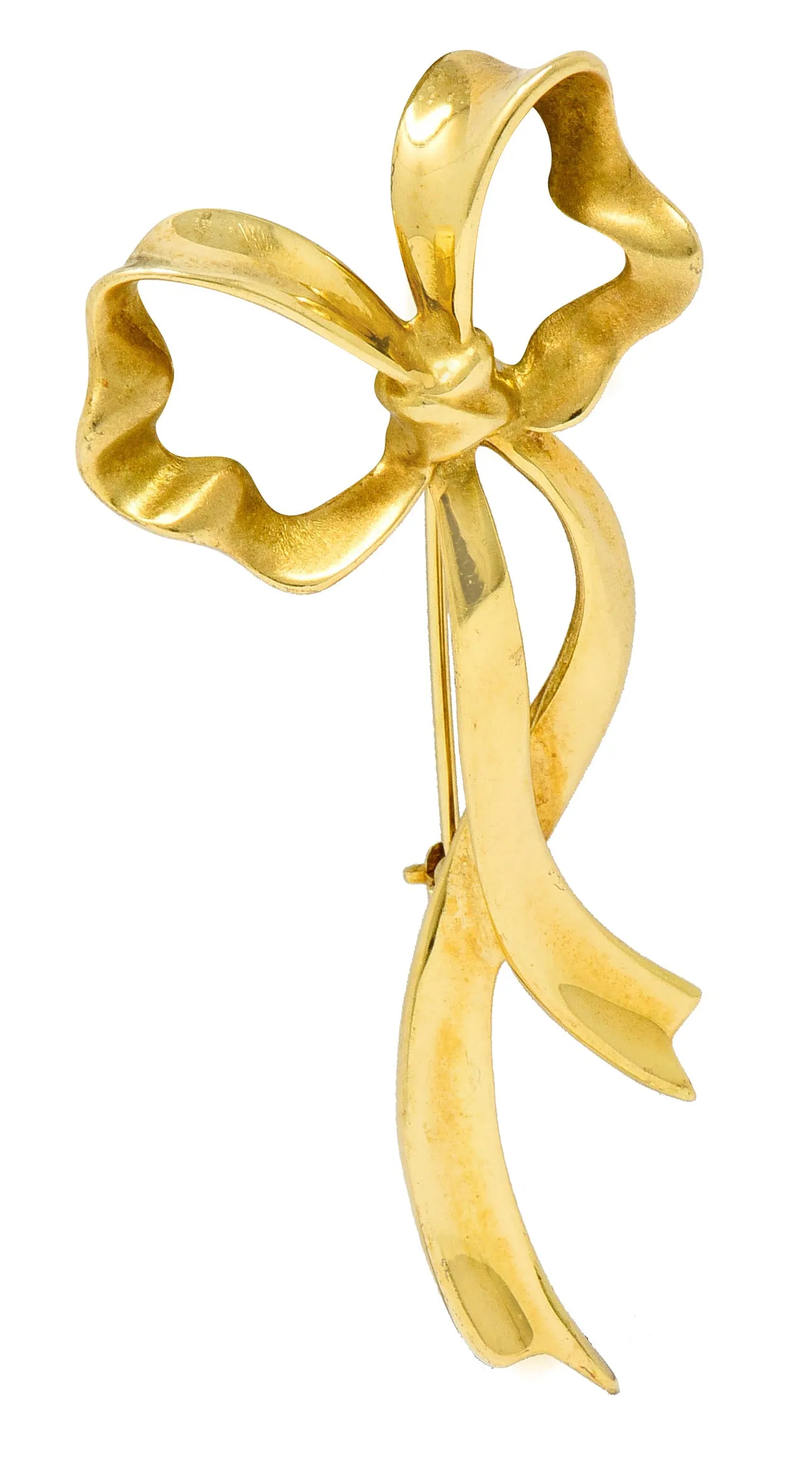1985 Tiffany & Co. Vintage 18 Karat Gold Ribboned Bow Brooch