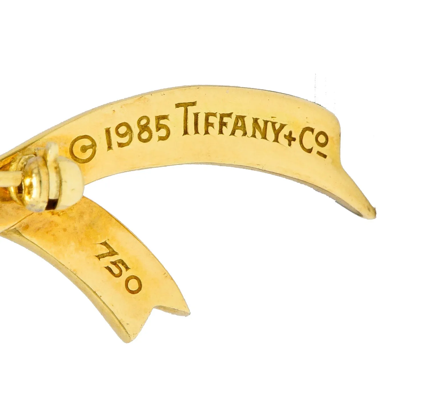 1985 Tiffany & Co. Vintage 18 Karat Gold Ribboned Bow Brooch