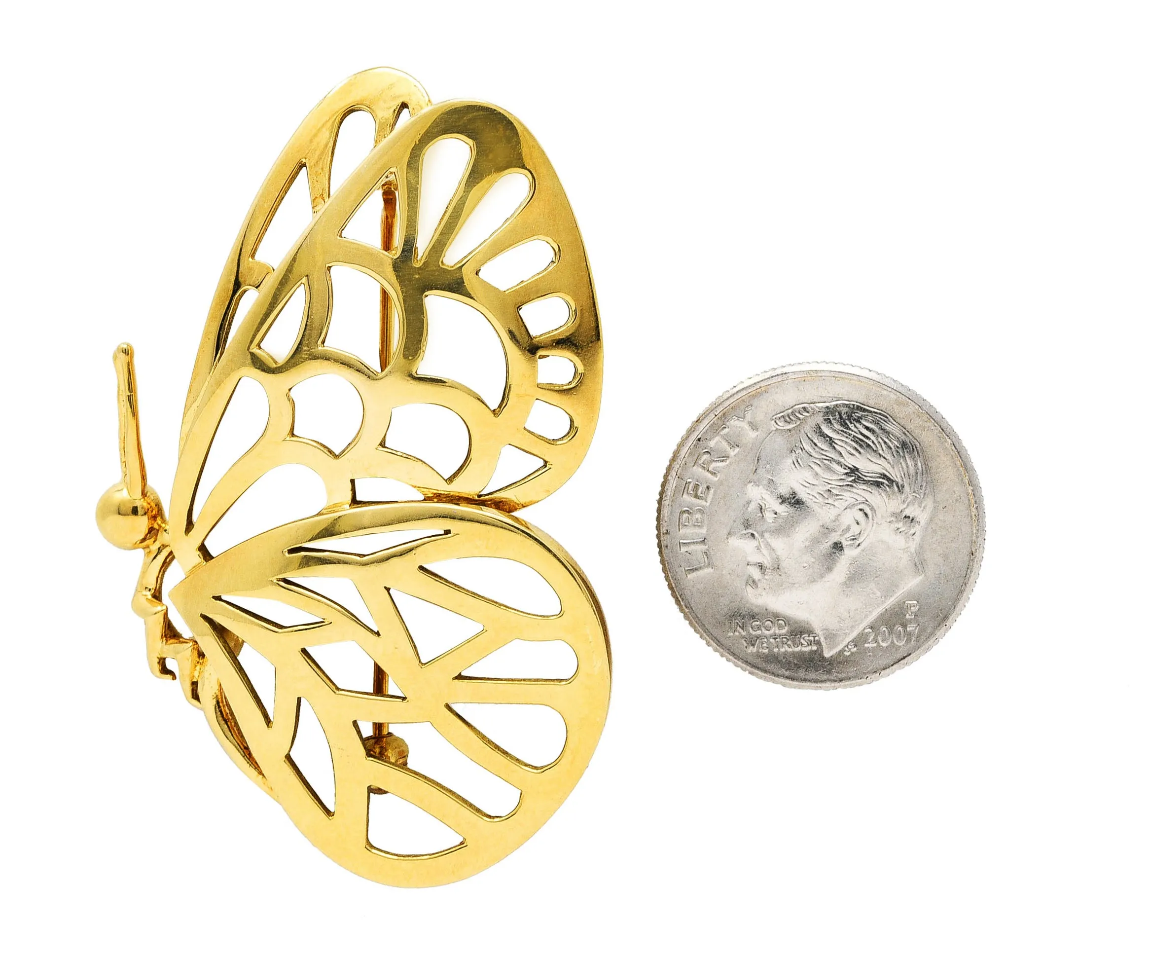 1986 Tiffany & Co. 18 Karat Yellow Gold Vintage Butterfly Brooch