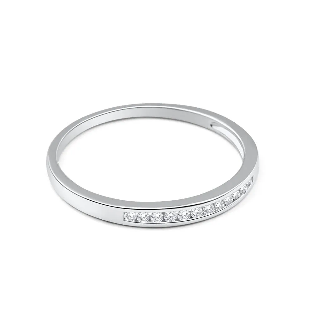 9ct White Gold Diamond Ring Set with 12 Brilliant Diamonds