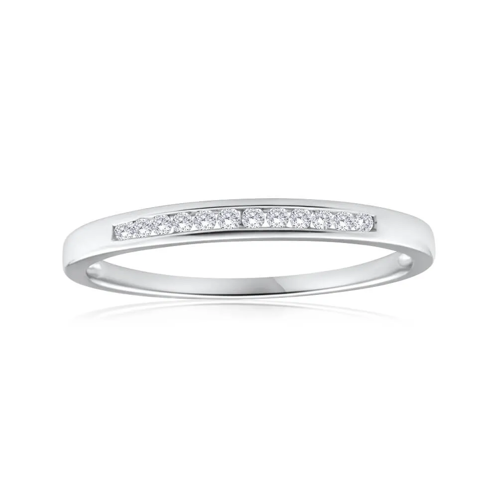 9ct White Gold Diamond Ring Set with 12 Brilliant Diamonds