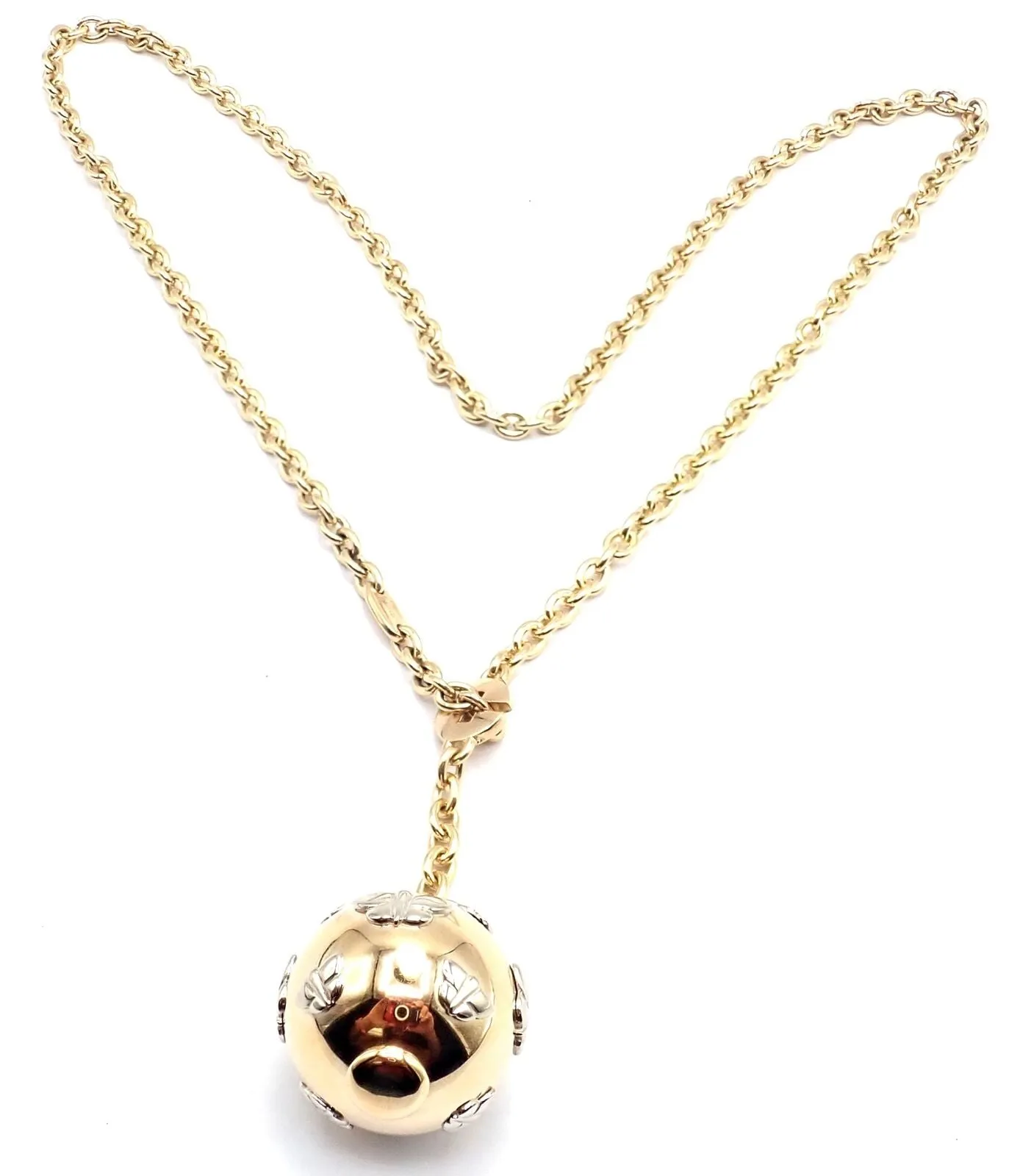 Authentic! Bulgari Bvlgari 18k Yellow Gold Butterfly Globe Pendant Link Chain
