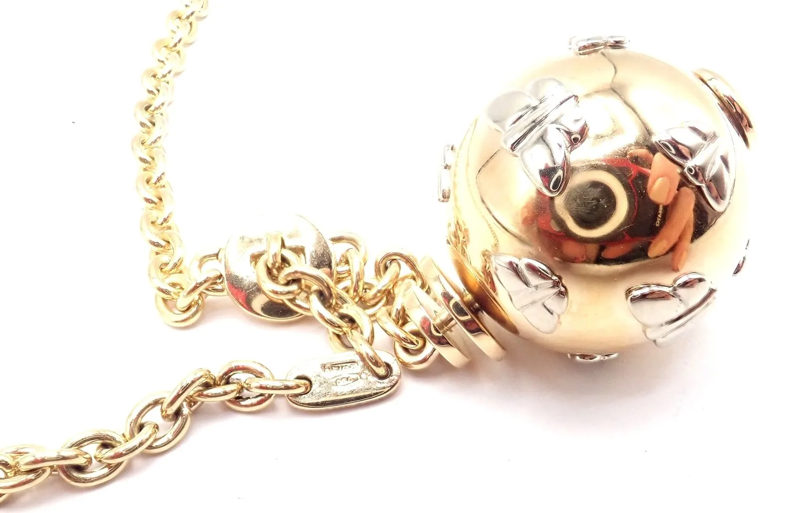 Authentic! Bulgari Bvlgari 18k Yellow Gold Butterfly Globe Pendant Link Chain