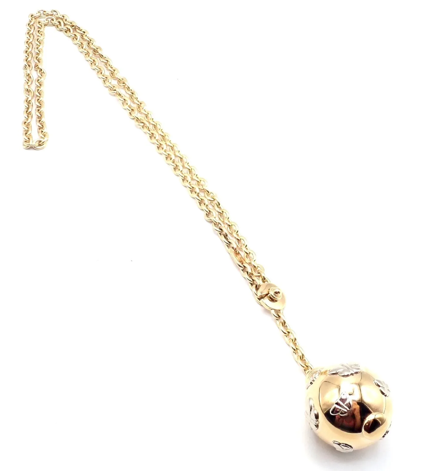 Authentic! Bulgari Bvlgari 18k Yellow Gold Butterfly Globe Pendant Link Chain