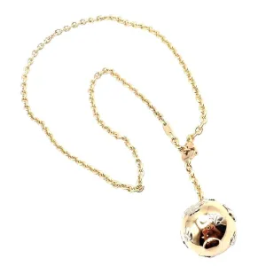 Authentic! Bulgari Bvlgari 18k Yellow Gold Butterfly Globe Pendant Link Chain
