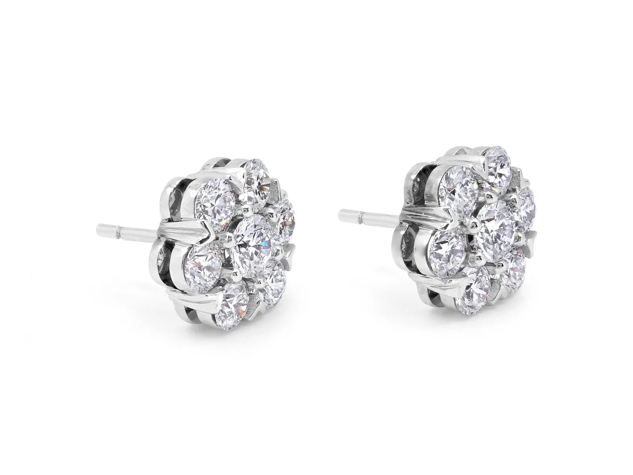 Beladora 'Bespoke' Floral Diamond Cluster Earrings in 18K White Gold