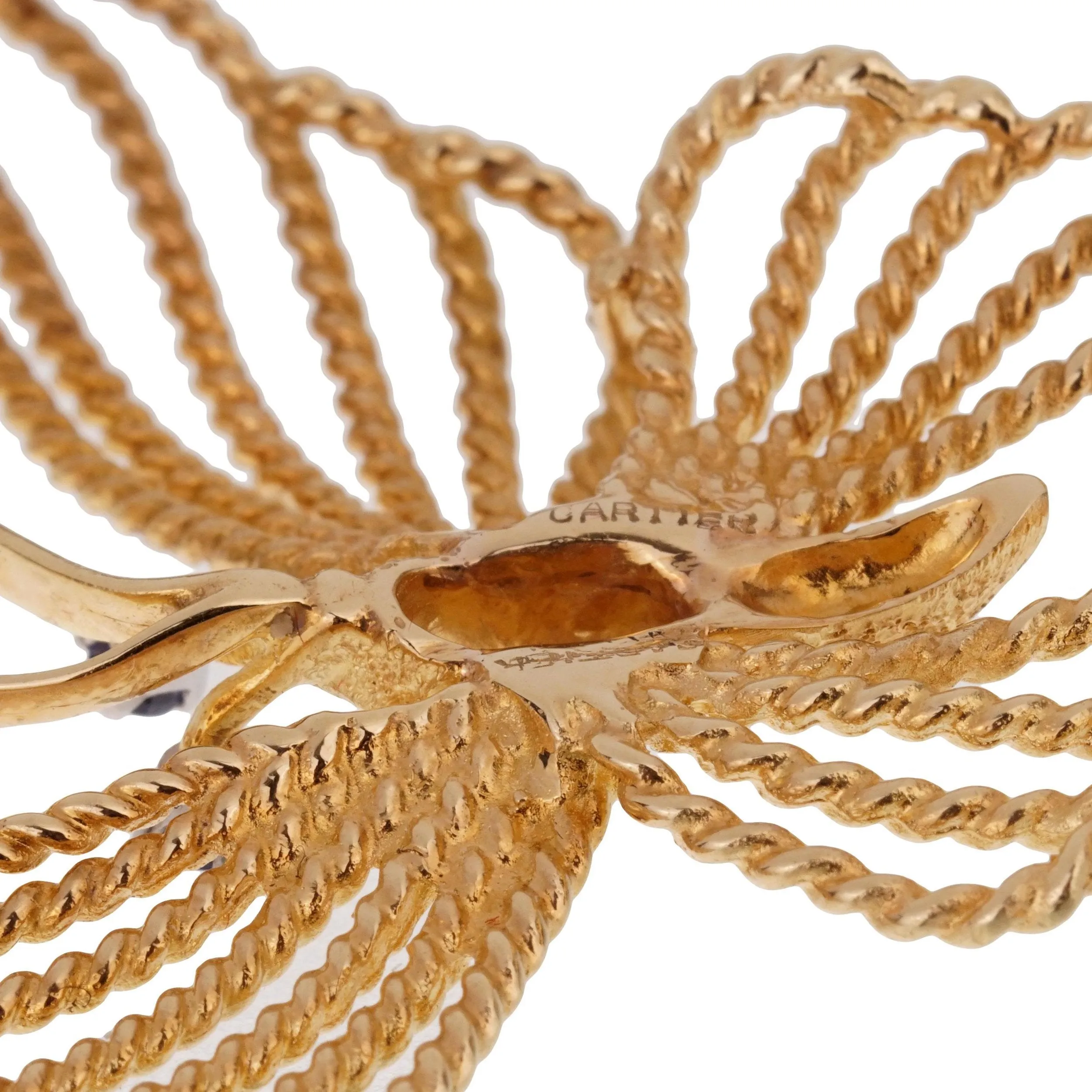 Cartier 1960s Butterfly Sapphire 18 Karat Yellow Gold Brooch