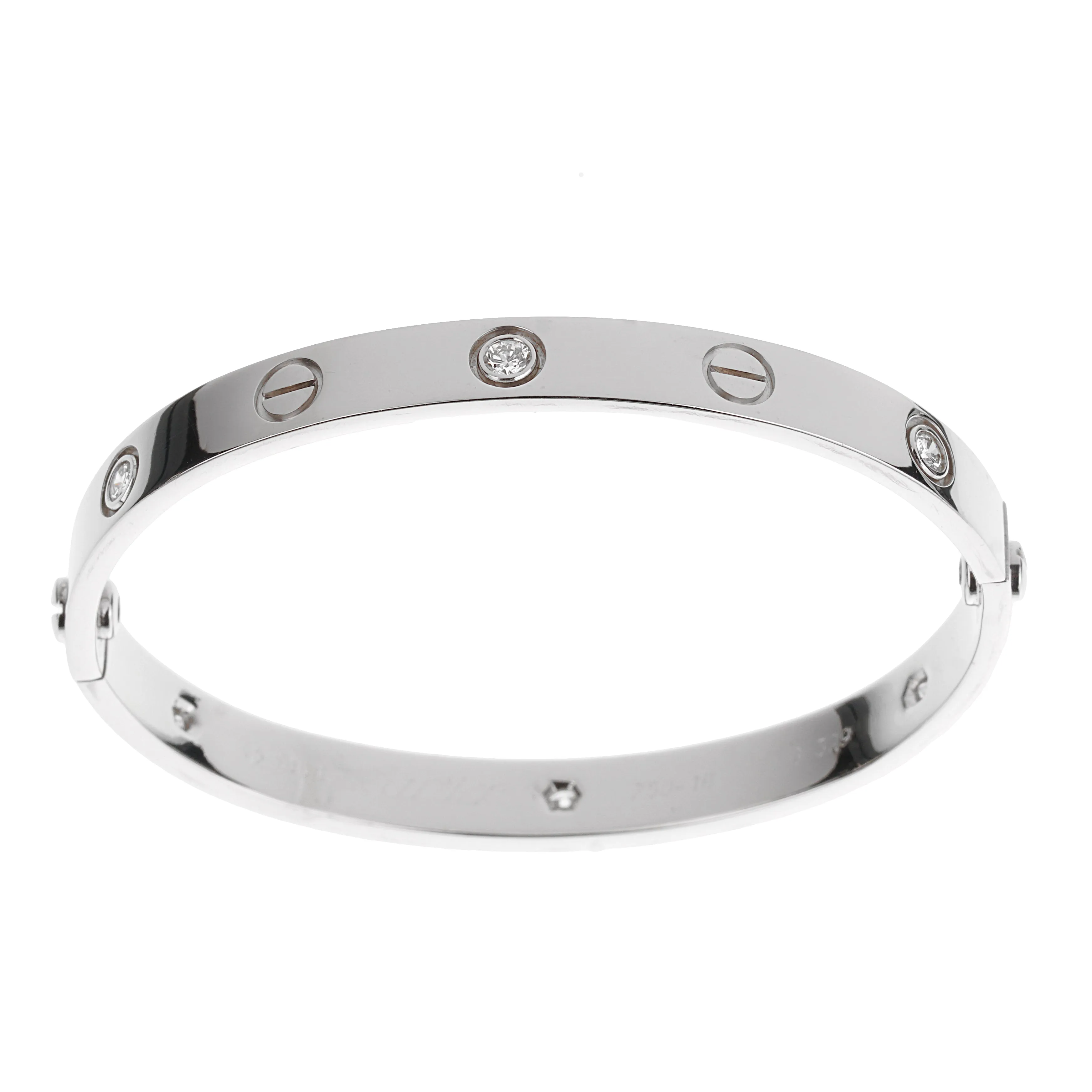 Cartier Love Classic 6 Diamond 18k White Gold Bangle Bracelet Sz 16