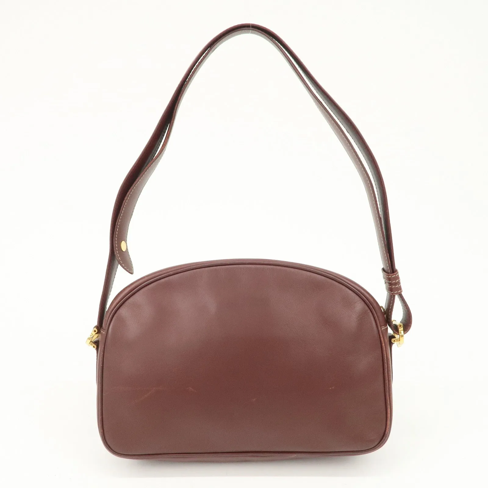 Cartier Must de Cartier Calf Leather Shoulder Bag Burgundy Gold HDW