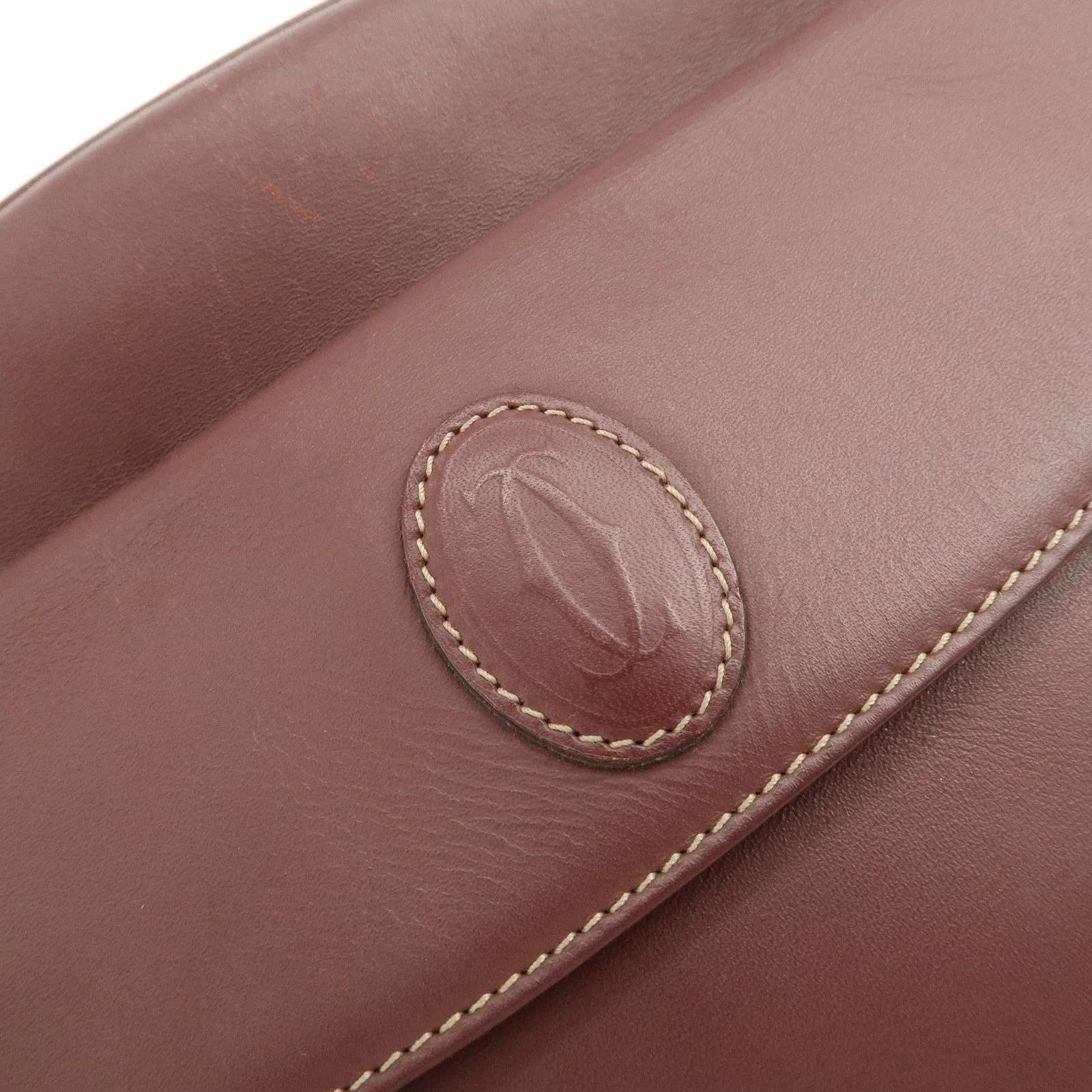 Cartier Must de Cartier Calf Leather Shoulder Bag Burgundy Gold HDW