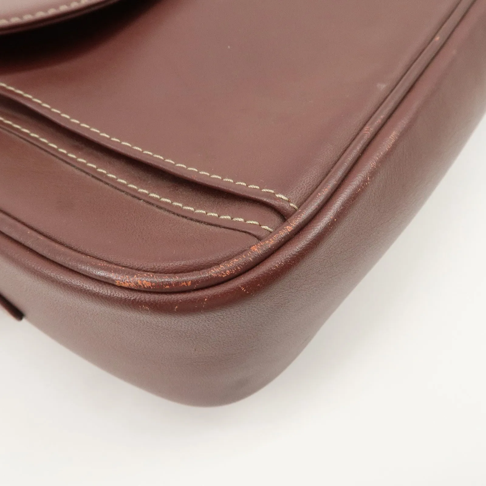 Cartier Must de Cartier Calf Leather Shoulder Bag Burgundy Gold HDW