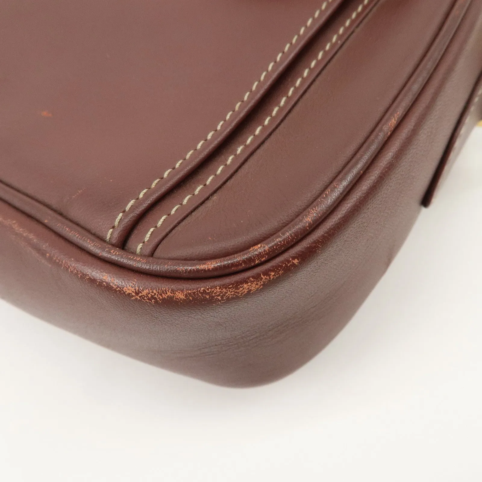 Cartier Must de Cartier Calf Leather Shoulder Bag Burgundy Gold HDW
