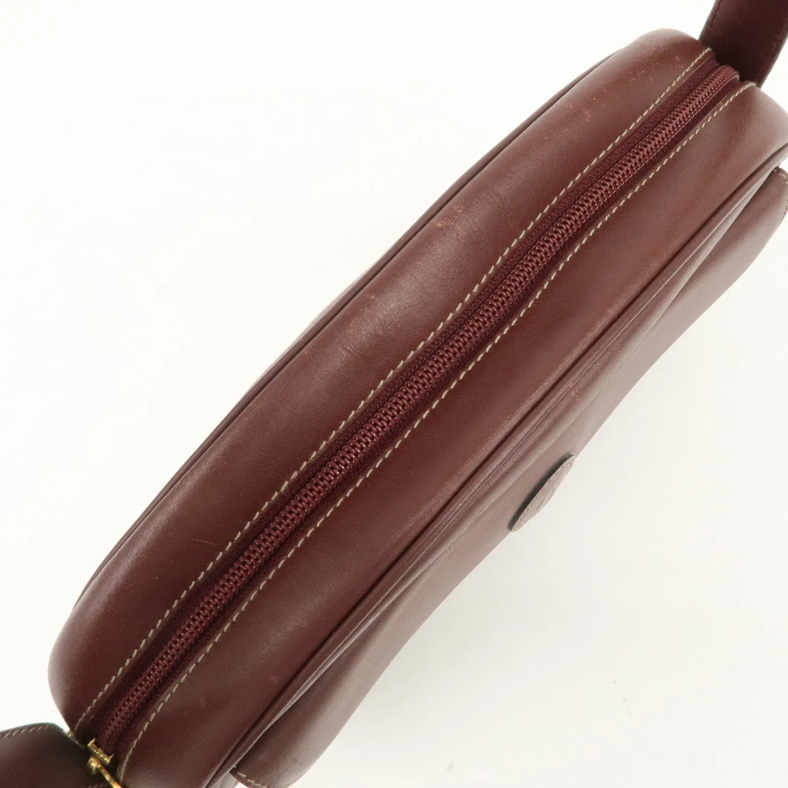 Cartier Must de Cartier Calf Leather Shoulder Bag Burgundy Gold HDW