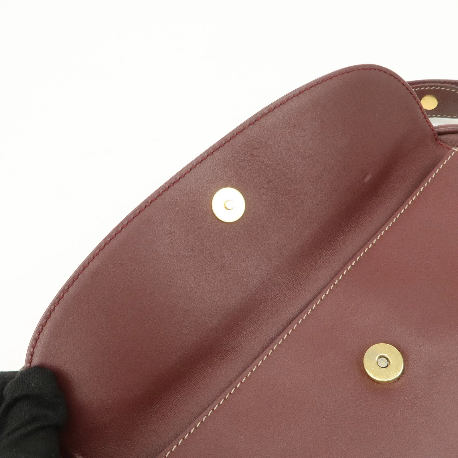 Cartier Must de Cartier Calf Leather Shoulder Bag Burgundy Gold HDW