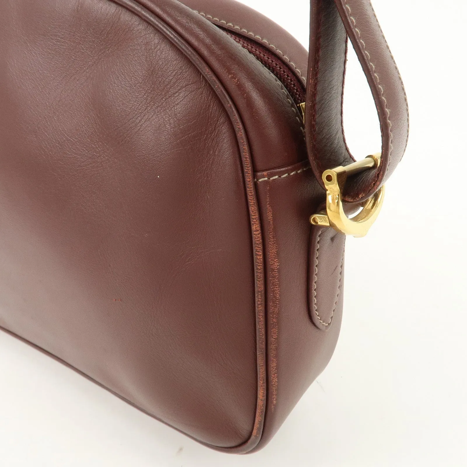 Cartier Must de Cartier Calf Leather Shoulder Bag Burgundy Gold HDW