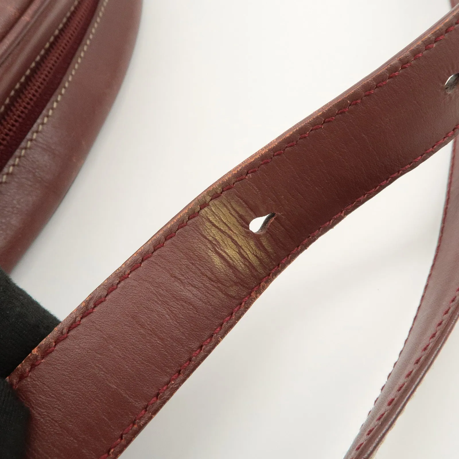 Cartier Must de Cartier Calf Leather Shoulder Bag Burgundy Gold HDW