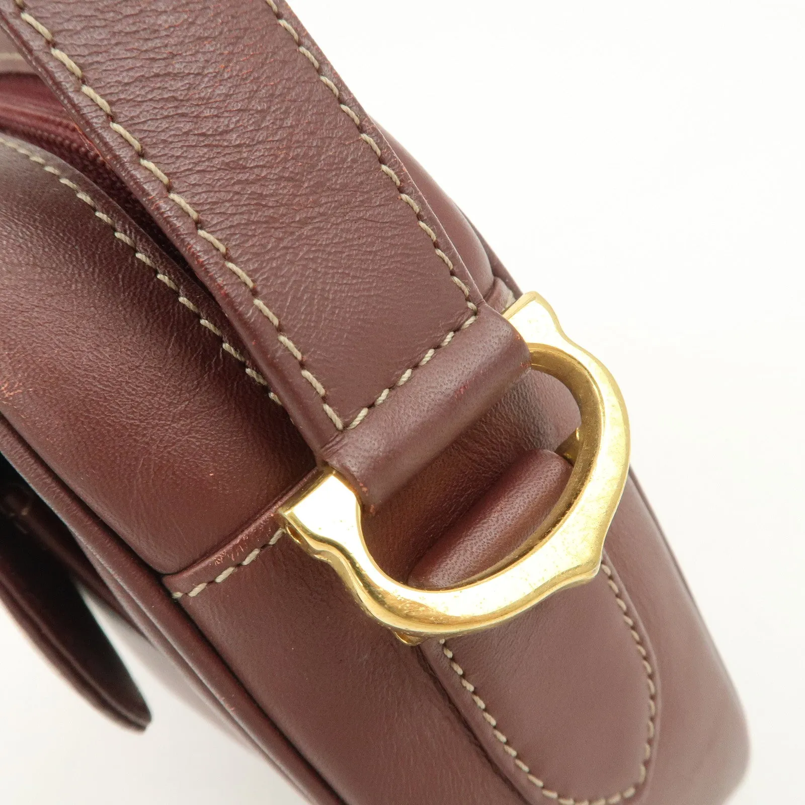 Cartier Must de Cartier Calf Leather Shoulder Bag Burgundy Gold HDW