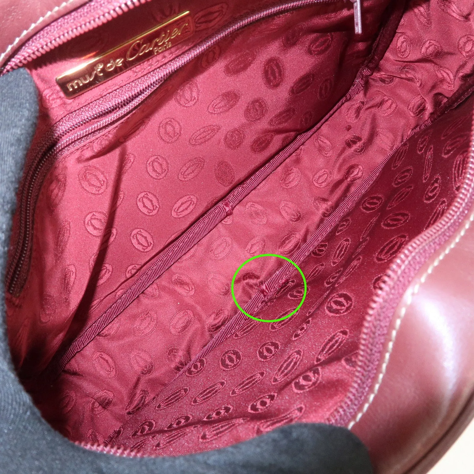 Cartier Must de Cartier Calf Leather Shoulder Bag Burgundy Gold HDW
