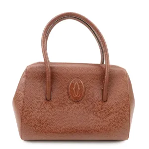 Cartier Must de Cartier Leather Hand Bag Brown Gold Hardware