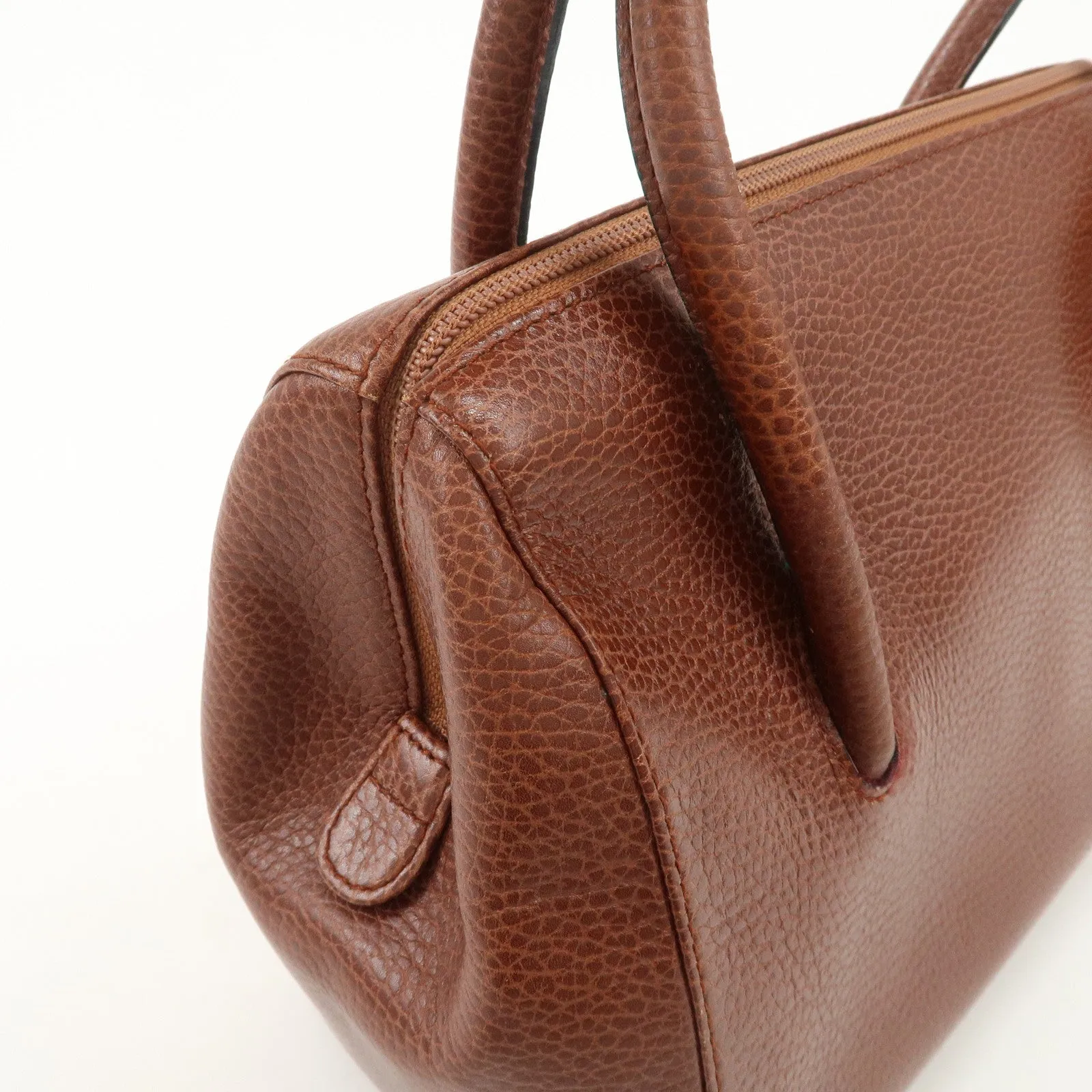 Cartier Must de Cartier Leather Hand Bag Brown Gold Hardware