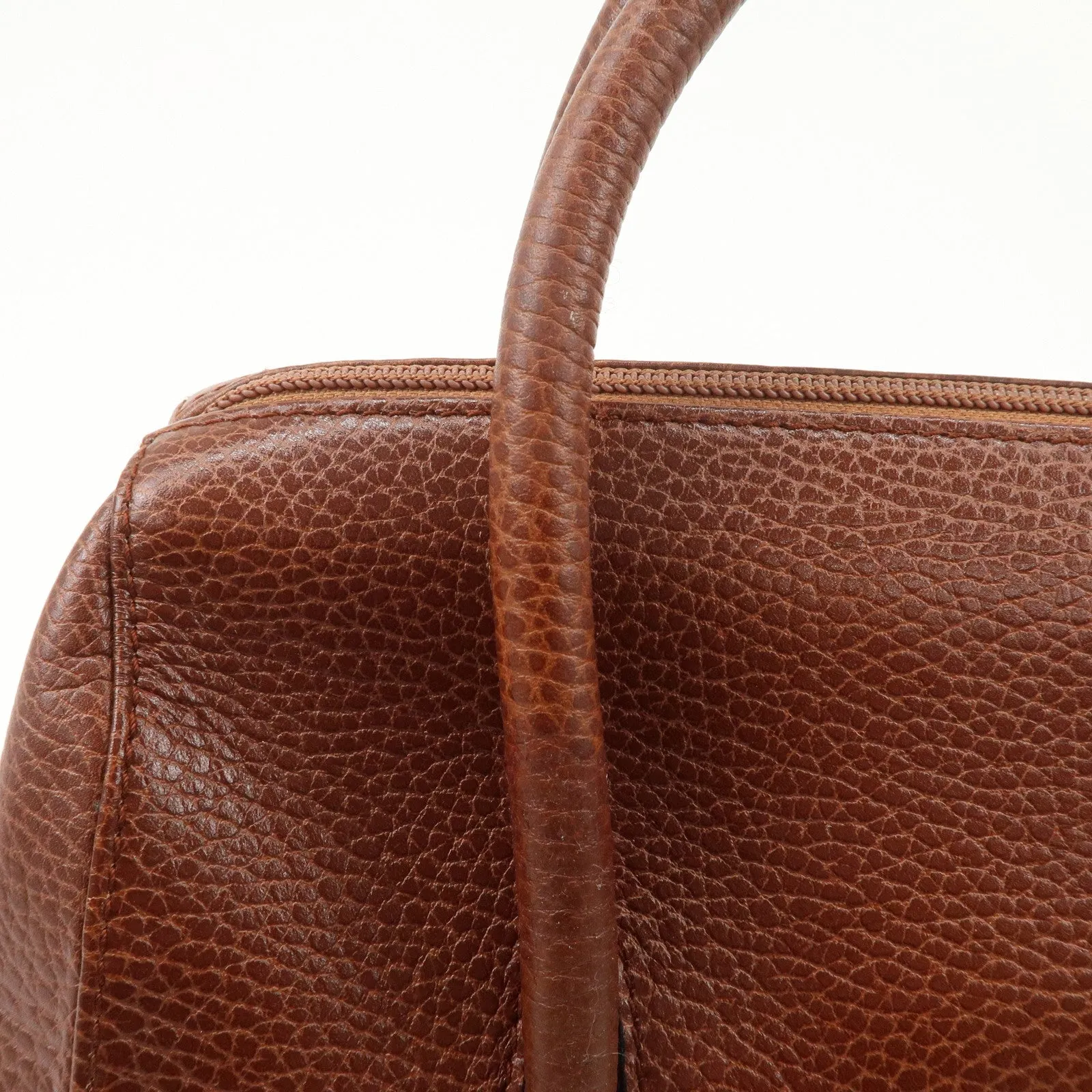 Cartier Must de Cartier Leather Hand Bag Brown Gold Hardware