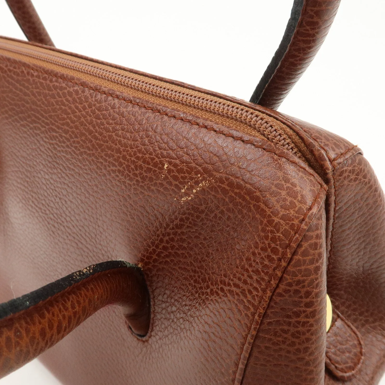 Cartier Must de Cartier Leather Hand Bag Brown Gold Hardware