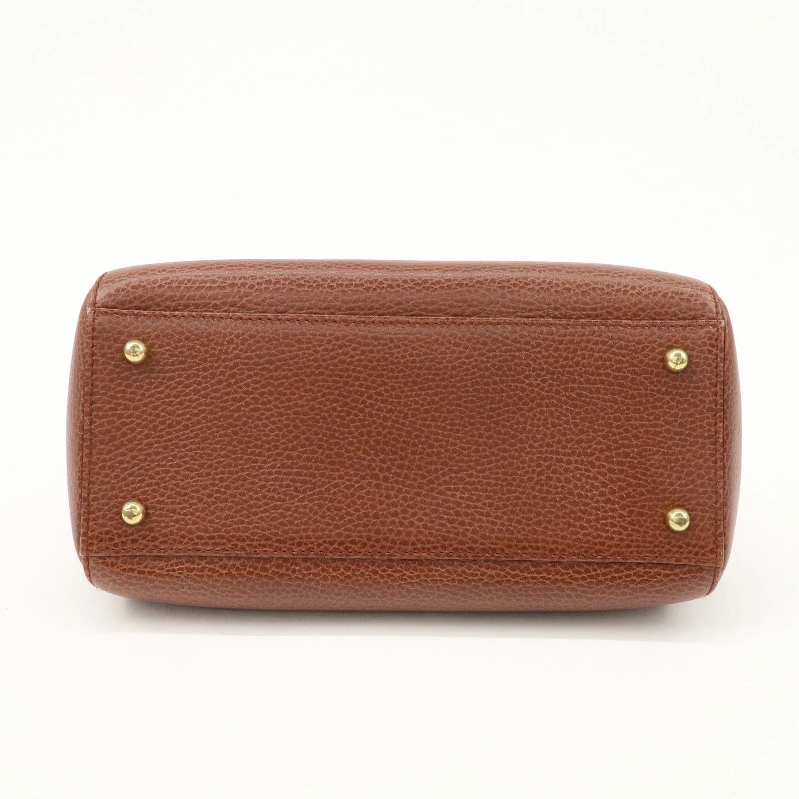 Cartier Must de Cartier Leather Hand Bag Brown Gold Hardware