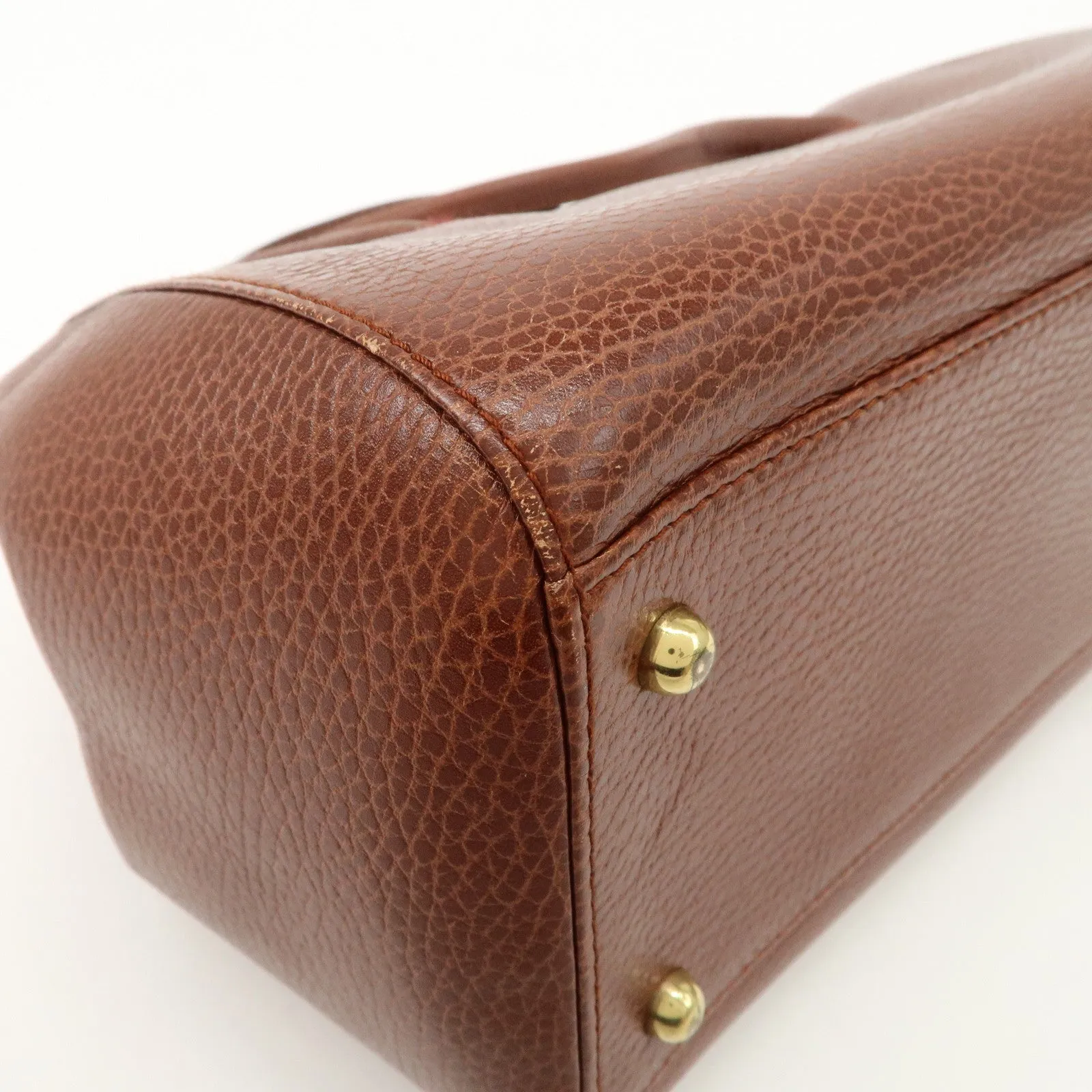 Cartier Must de Cartier Leather Hand Bag Brown Gold Hardware