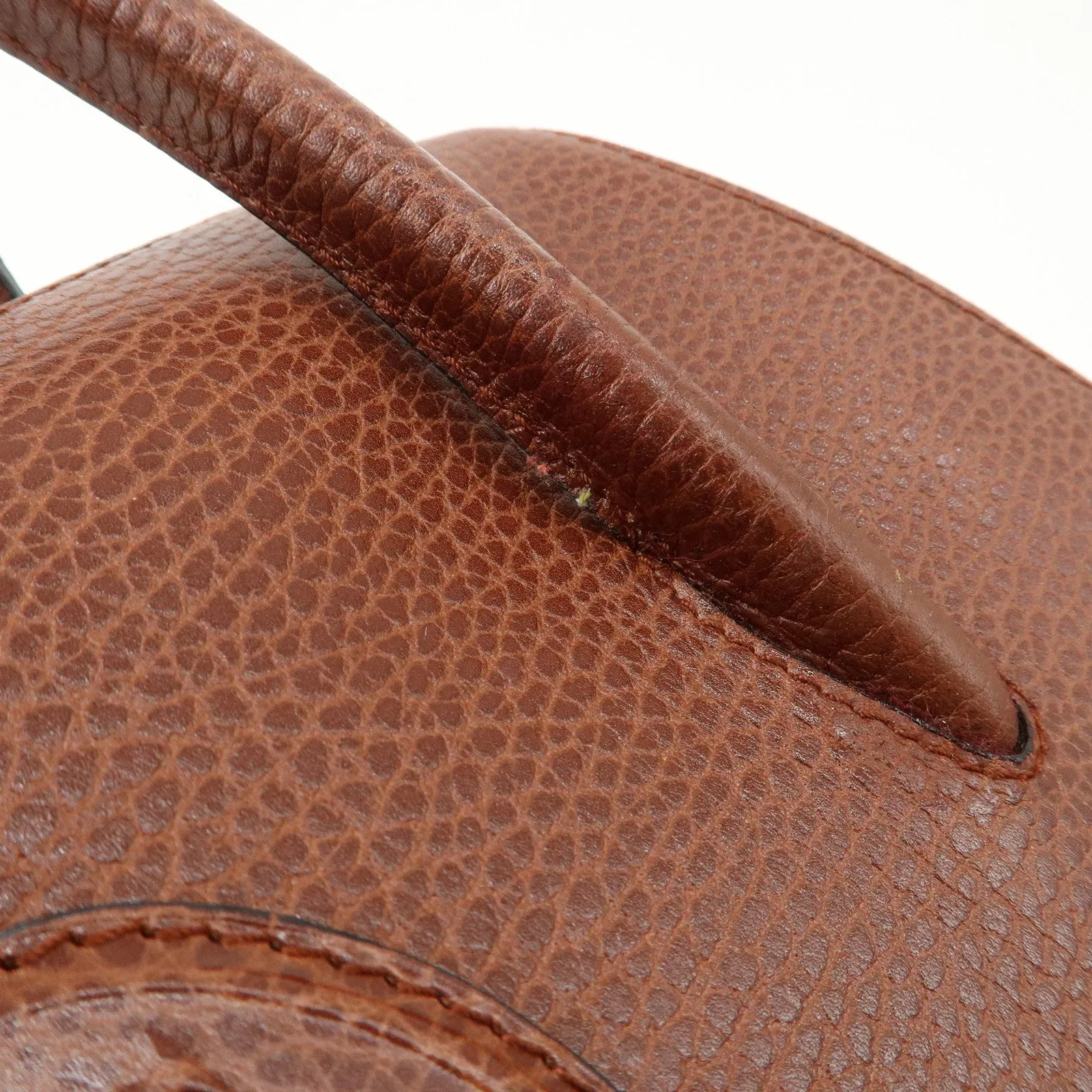 Cartier Must de Cartier Leather Hand Bag Brown Gold Hardware