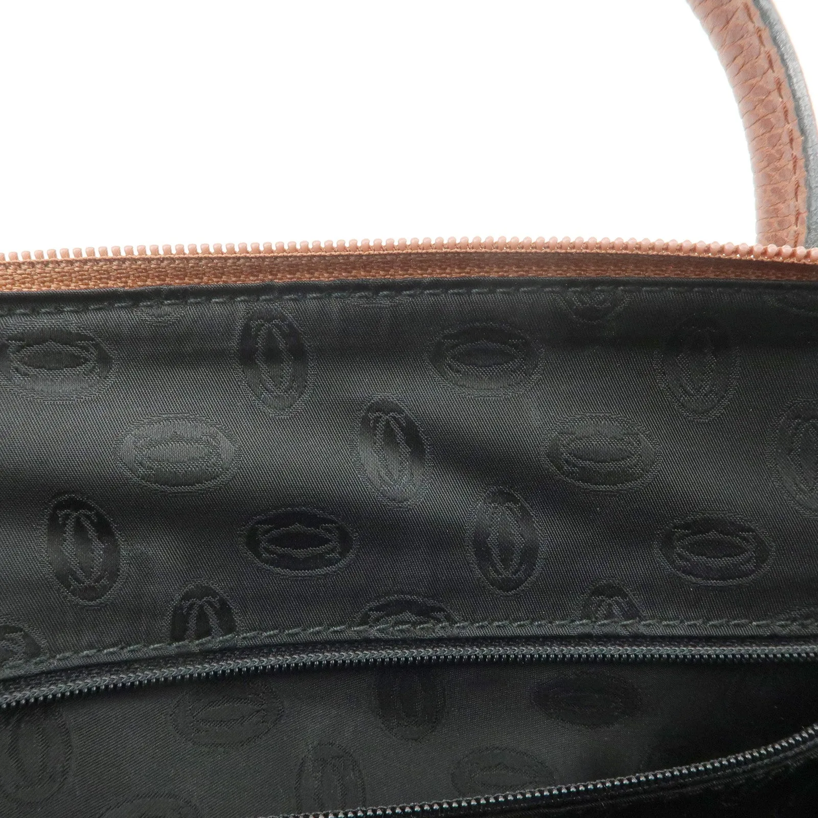Cartier Must de Cartier Leather Hand Bag Brown Gold Hardware